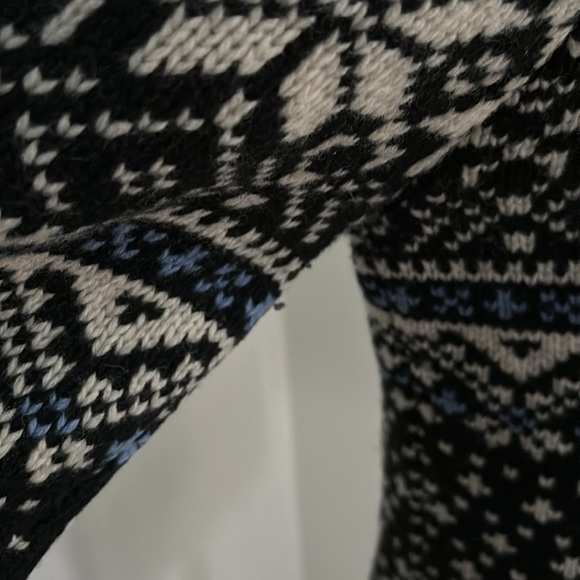 LL Bean EUC 100% Wool Norwegian Fair Isle Cardigan Sweater Sz L Mint Cond - Picture 7 of 9